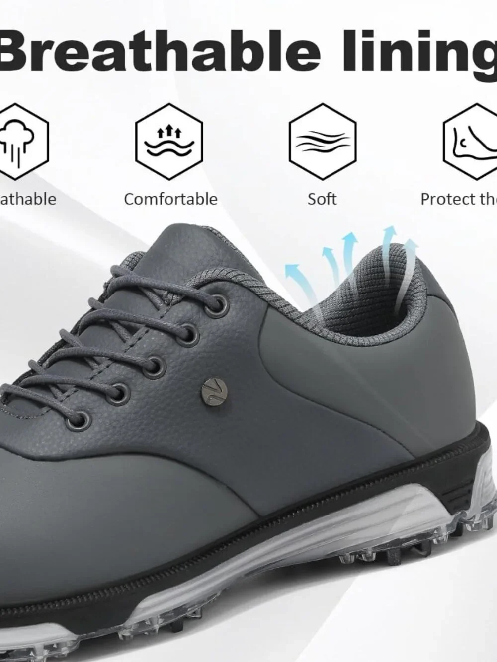 Men's Grey Waterproof Lightweight Spineless Anti-Slip Athletic Sneakers - Picture 5 of 7